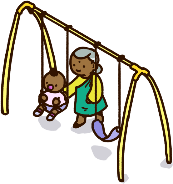 Swing Grandma And Kid - Child (1000x1000), Png Download