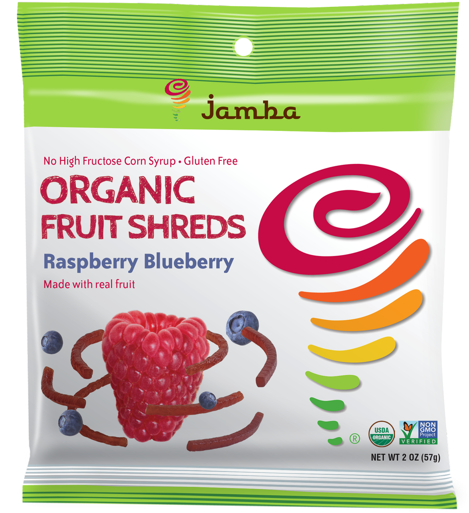 Treat Yourself To Jamba Fruit Snacks Made W/ 99% Real - Jamba Organic Fruit Shreds -- Raspberry Blueberry (1073x1200), Png Download