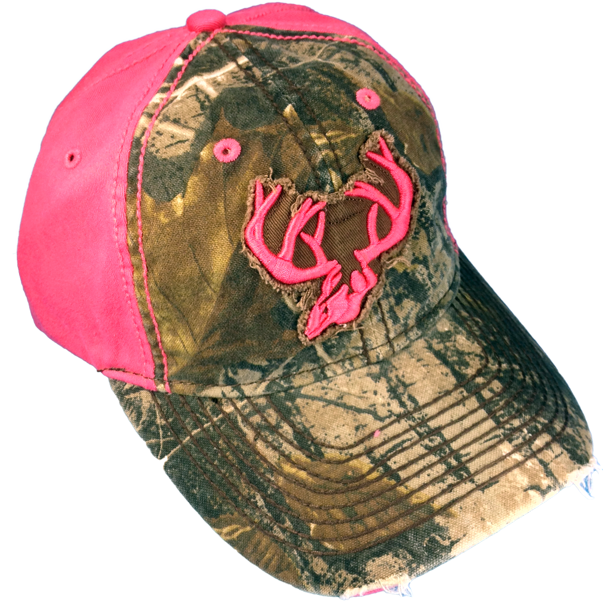 Team Realtree Woman's Camo Cap Pink Deer Horns And - Baseball Cap (2072x2140), Png Download