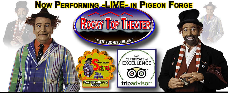 Red Skelton Pigeon Forge Brian Hoffman - Rocky Top Theater (950x394), Png Download