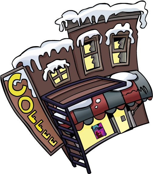 Outside Coffee Shop Make Your Mark - Club Penguin Coffee Shop Outside (530x585), Png Download