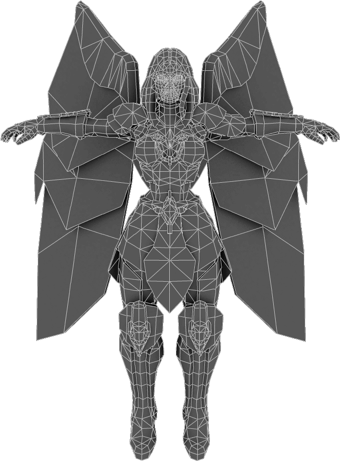 Angelic Warrior Female - Low Poly (1024x1024), Png Download