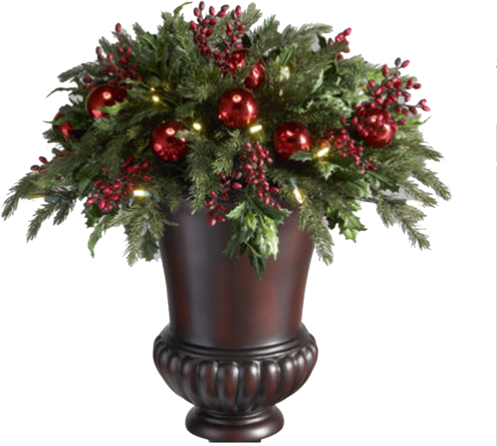 Christmas Outside Png Clipart - Decorate Outdoor Christmas Pots (800x675), Png Download