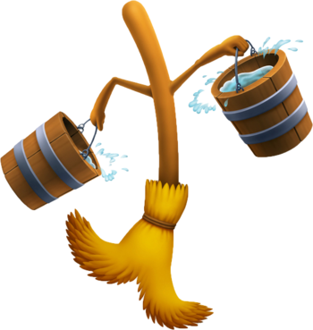 Enchanted Brooms - Beauty And The Beast Broomstick (350x369), Png Download
