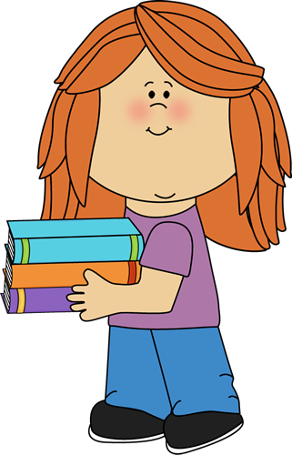 School Girl Cliparts - Girl Carrying Books Clipart (321x500), Png Download