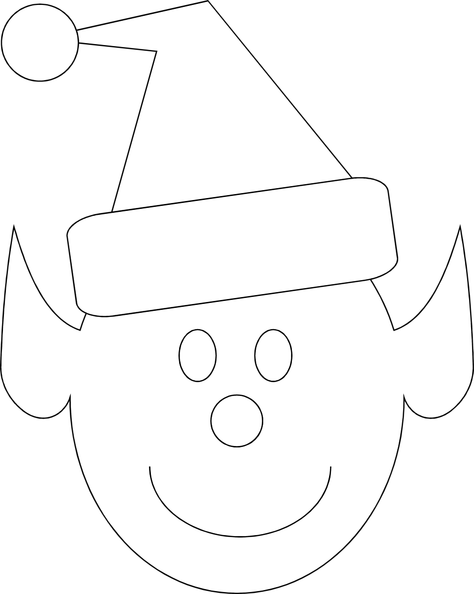 Free Stock Photo - Elf Face Clipart Black And White (958x1200), Png Download