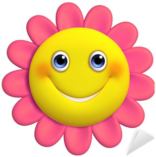 3d Cartoon Cute Flower Sticker • Pixers® • We Live - Flower With Smiley Face (400x400), Png Download