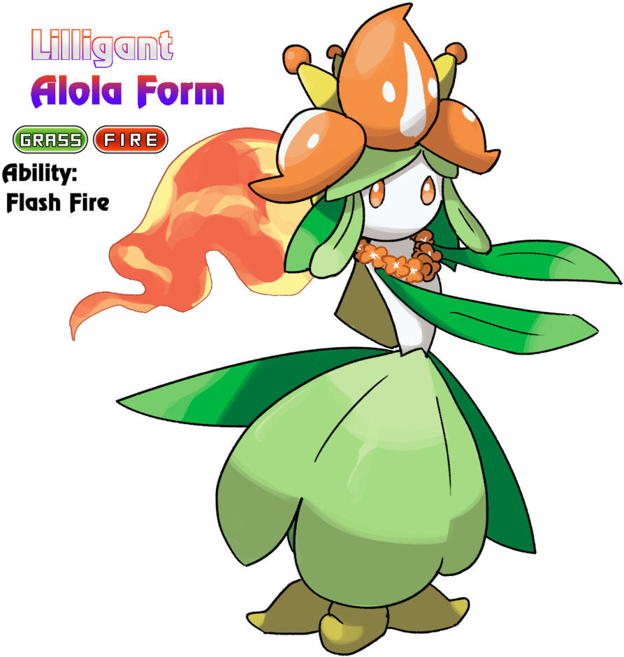 Locomotive111 459 67 Lilligant - Pokemon Alola Form Ideas (893x941), Png Download