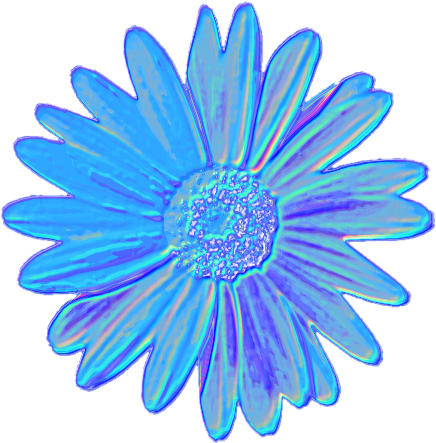 Blue Daisy Flower Tumblr Aesthetic Vaporwave Iridescent - Blue Aesthetic Tumblr Transparent (1024x1024), Png Download