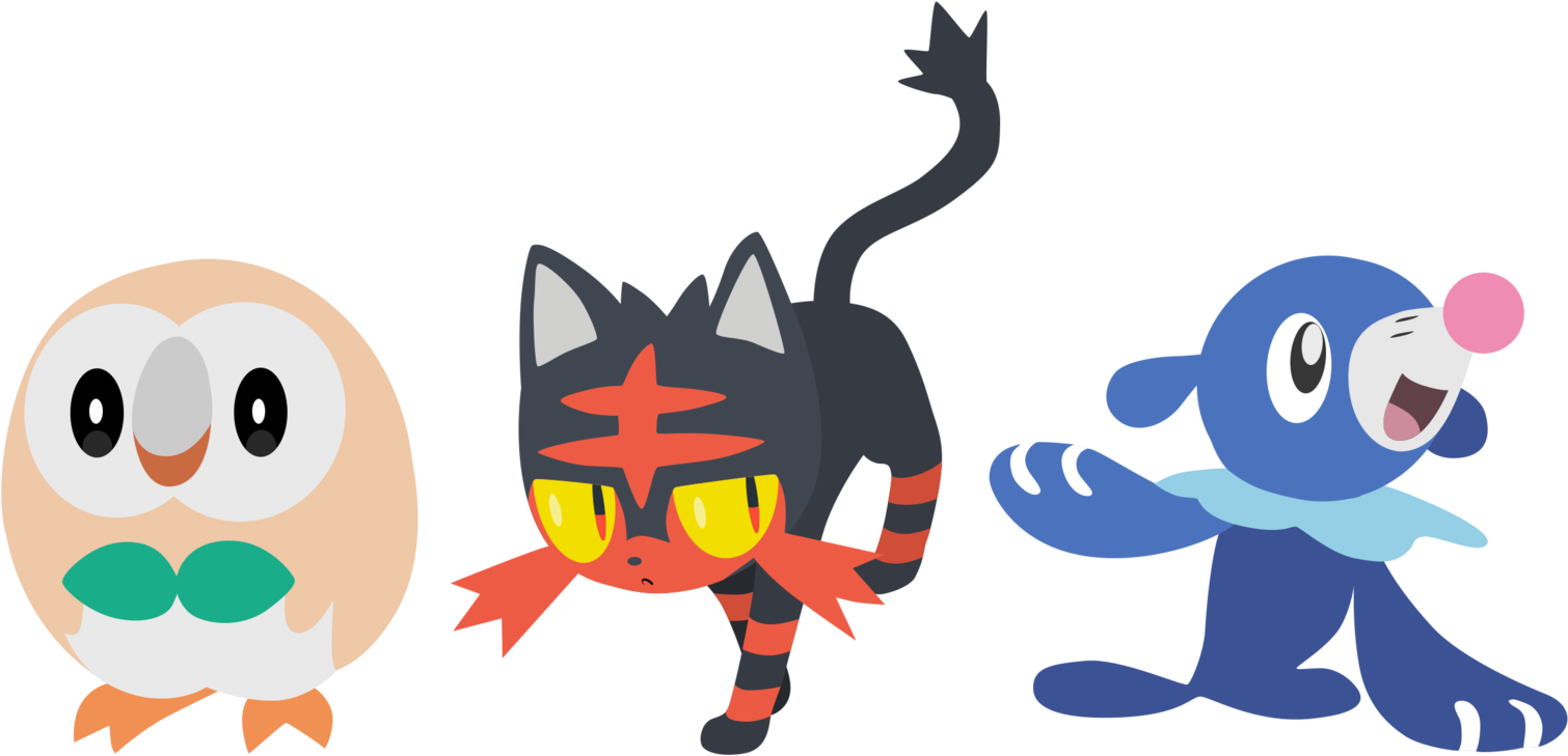Pokemon Sun And Moon Starters - Pokémon Moon - Nintendo 3ds (1600x837), Png Download