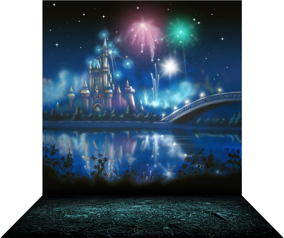 Fantasy Castle Fireworks - Three-dimensional Space (1000x1000), Png Download