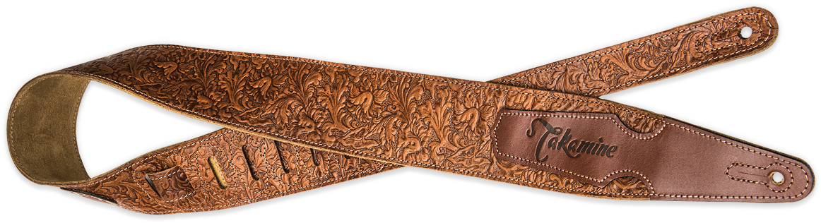 Suede Strap - Takamine Tooled Leather Strap (1200x349), Png Download