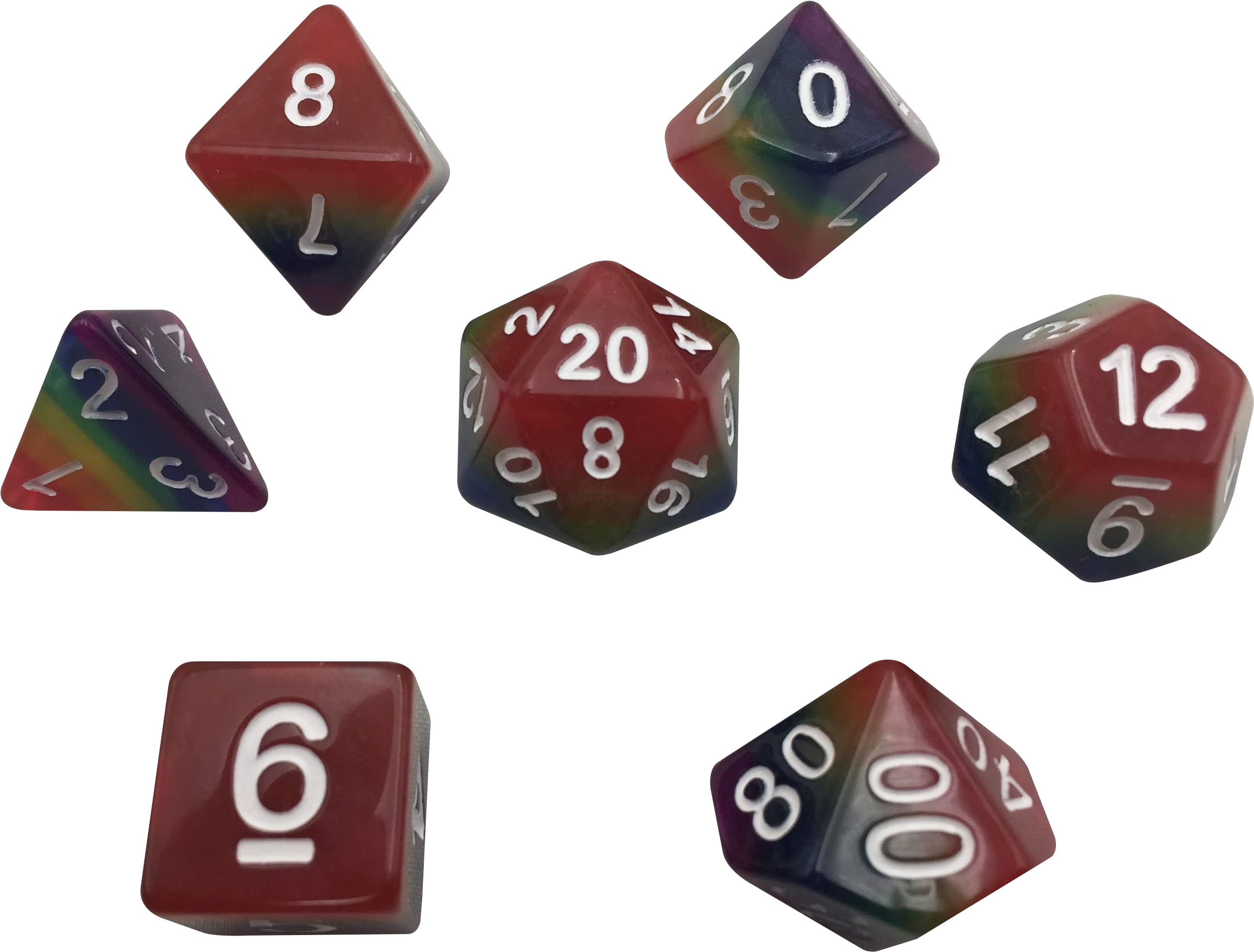 Set Of 7 Rainbow Colored Solid Polyhedral Rpg Dice - Dice (3264x2448), Png Download