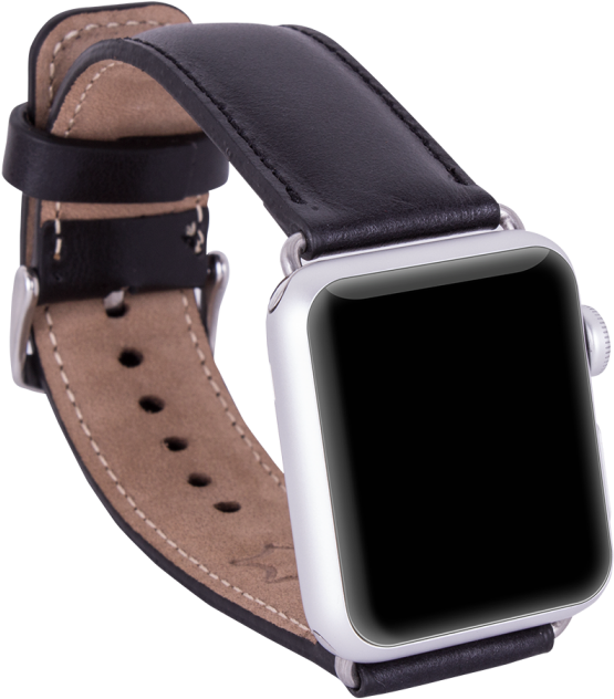 Black Leather Strap For Apple Watch - Watch Strap (700x850), Png Download