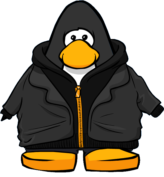 Black Zip Hoodie From A Player Card - Club Penguin Dark Green Penguin (650x625), Png Download