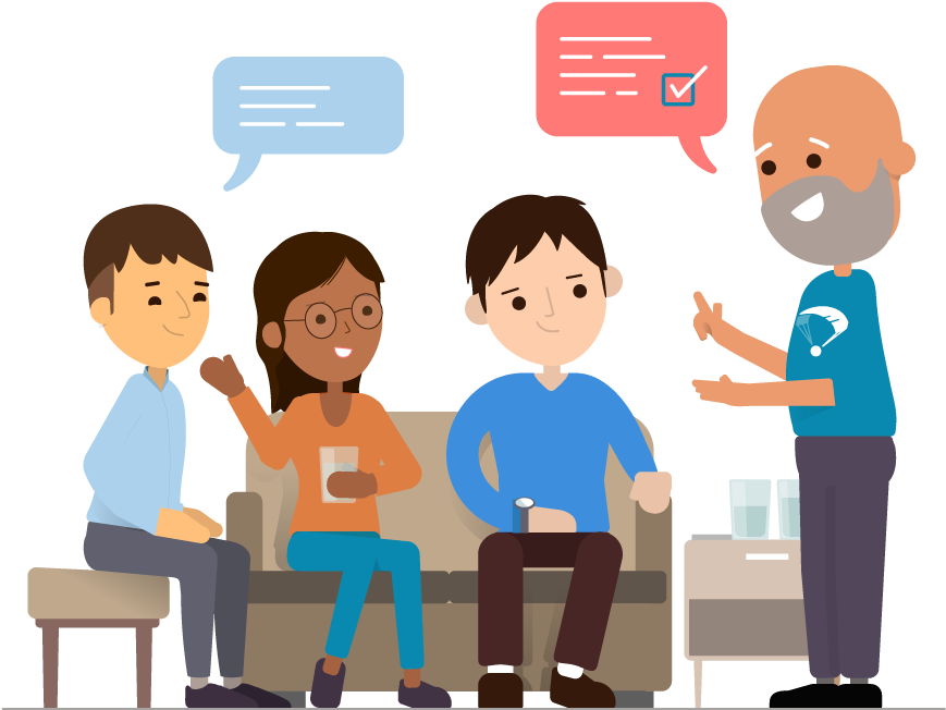 Group On Couch - Cartoon (1001x824), Png Download
