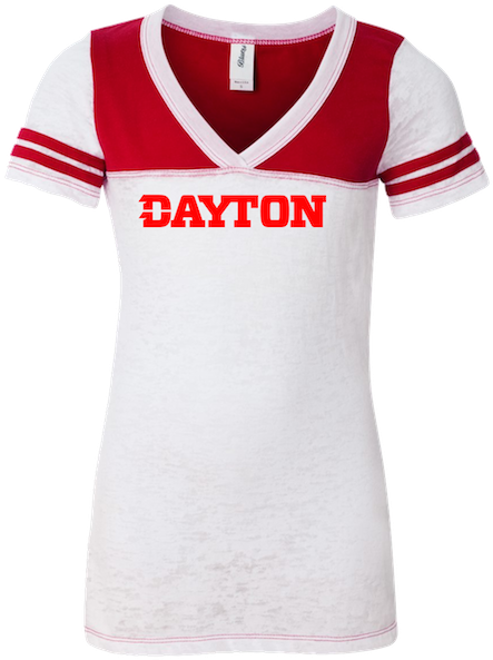 Juniors Burnout V Neck T Shirt - Dayton Flyers Ceramic Tumbler W/ Lid-university (454x600), Png Download