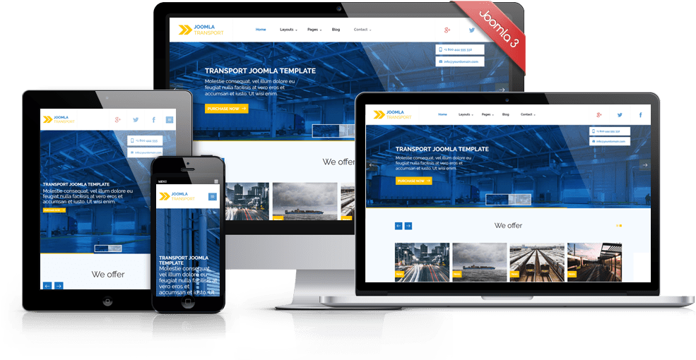 Transport Joomla - Template Joomla 3.8 Free (1189x518), Png Download