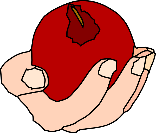 Free Vector Red Apple Clip Art - Food In Hand Clipart (600x509), Png Download