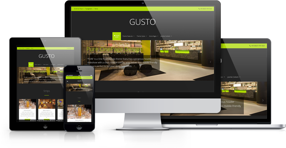 Gusto - Joomla Theme - Online Advertising (960x550), Png Download