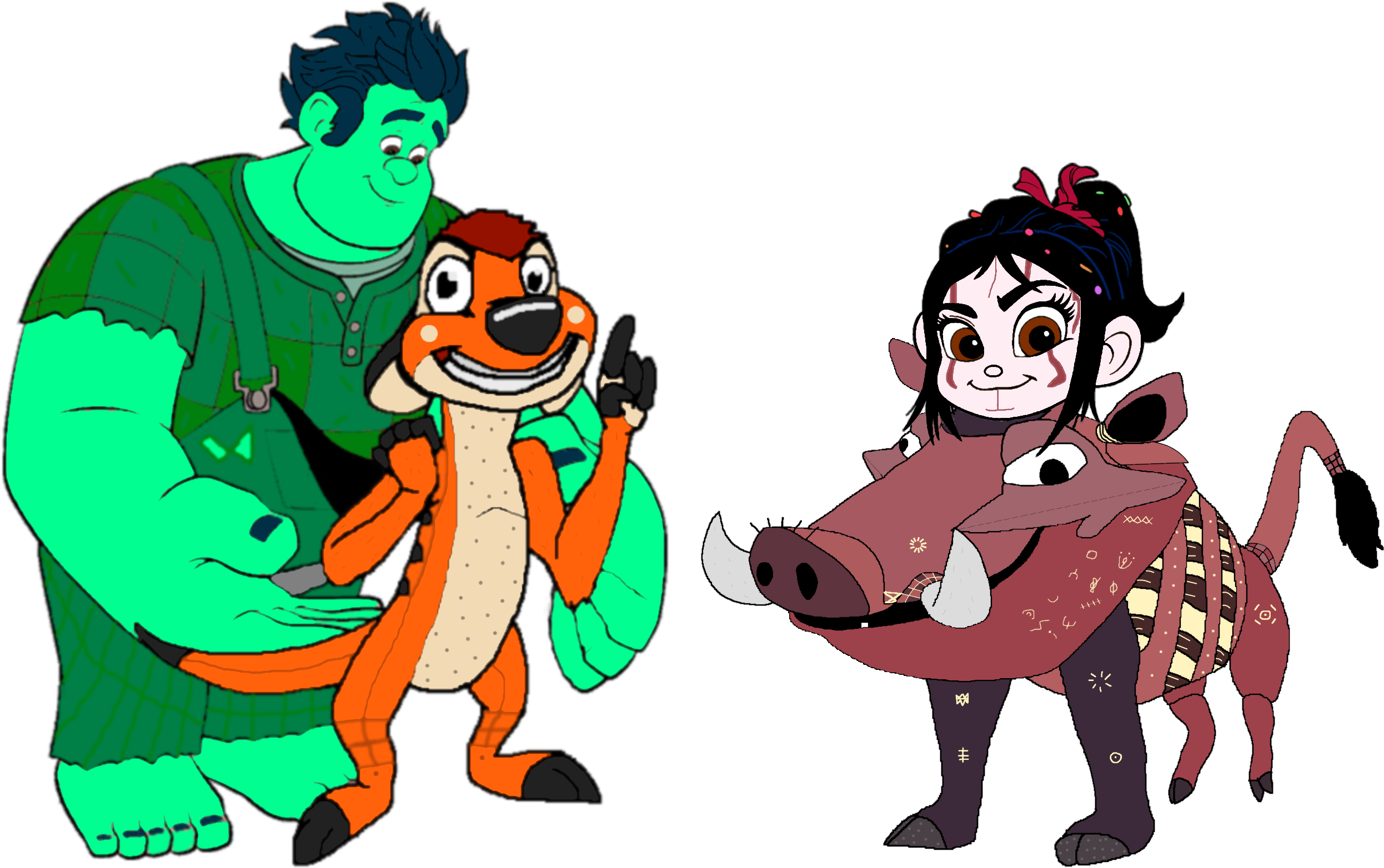 The Lion King's Timon And Pumbaa Images Wreck-it Ralph - Wreck It Ralph Lion King (2563x1594), Png Download