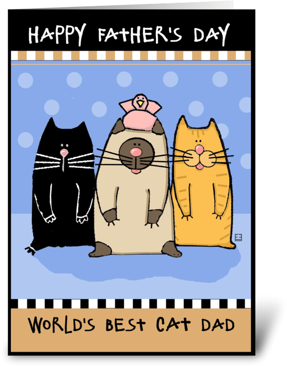 Happy Father's Day World's Best Cat Dad Greeting Card - Cat Dad Fathers Day (700x792), Png Download
