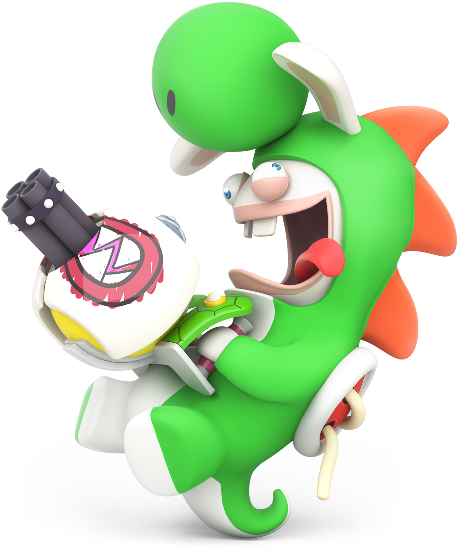 Rabbid Yoshi - Rabbidskingdombattle - Mario Rabbids Kingdom Battle Rabbid Yoshi (850x680), Png Download