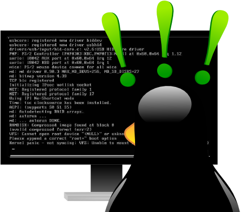 Linux Kernel Panic - Tux Kernel Panic (513x421), Png Download