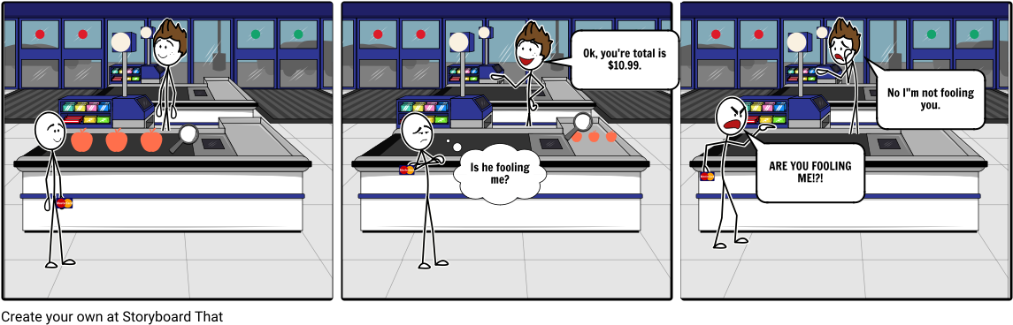 Grocery Store Panic - Cartoon (1164x385), Png Download