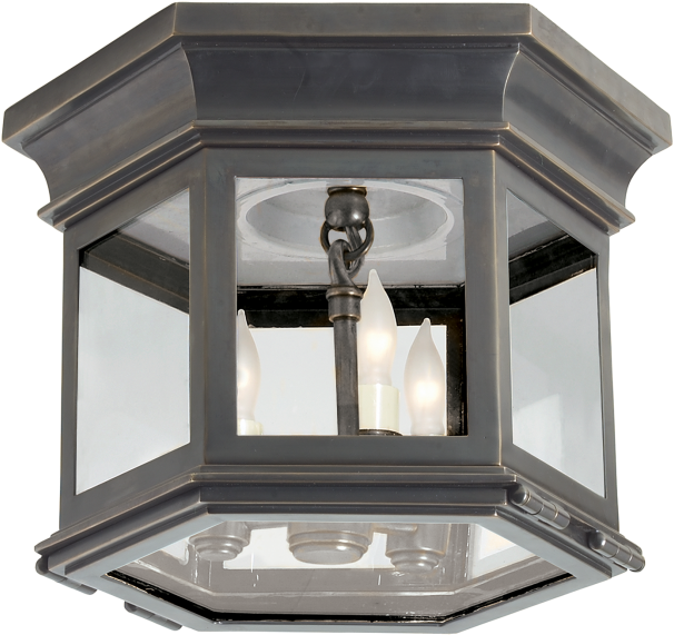 Club Small Hexagonal Flush Mount - Visual Comfort Cho4110bz-cg E.f. Chapman Club 3 Light (628x628), Png Download