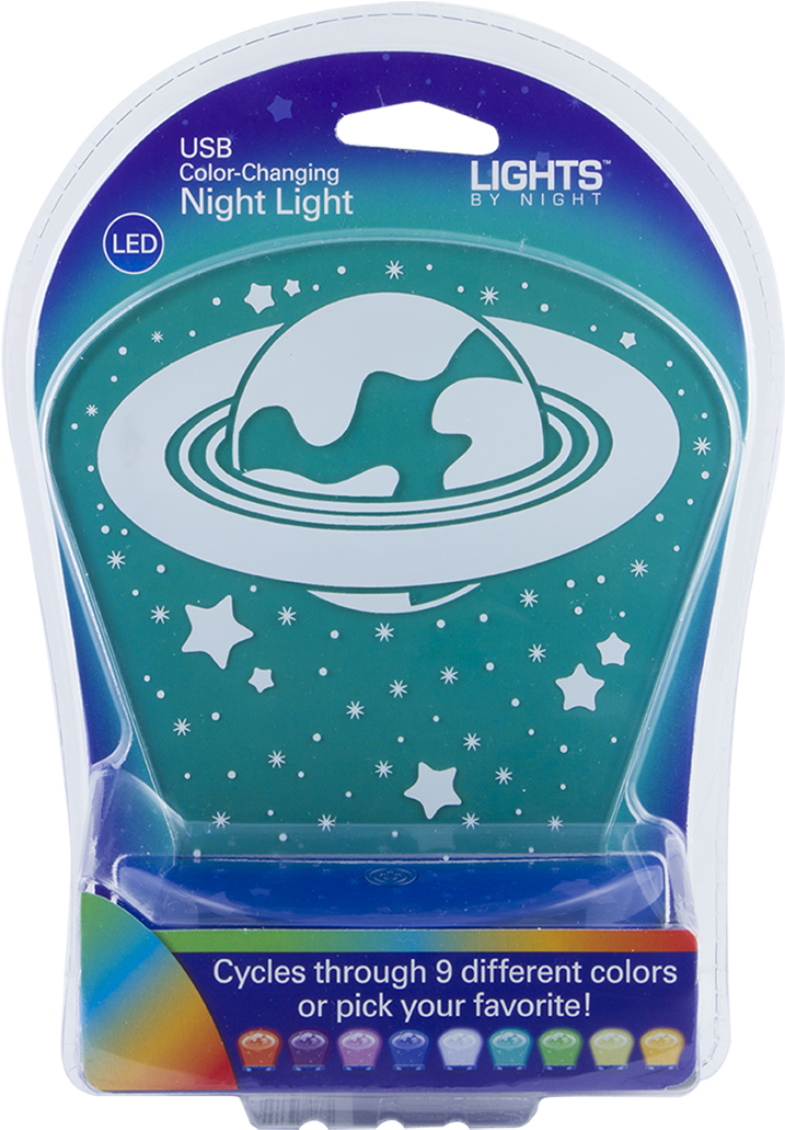 Lights By Night Color-changing Nightlight, Saturn And - Night (1200x1200), Png Download