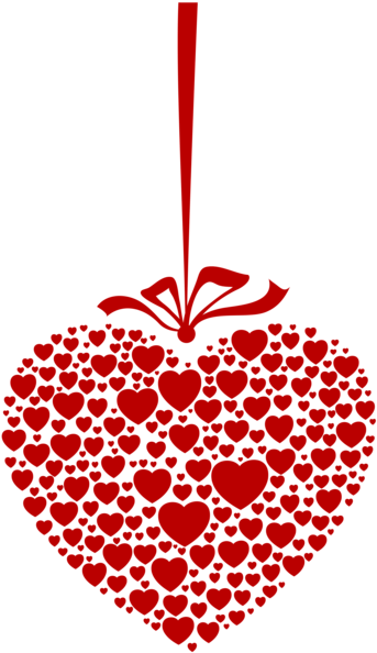 Hanging Heart Transparent Png Clip Art Image - Hanging Valentine Hearts Png (355x600), Png Download