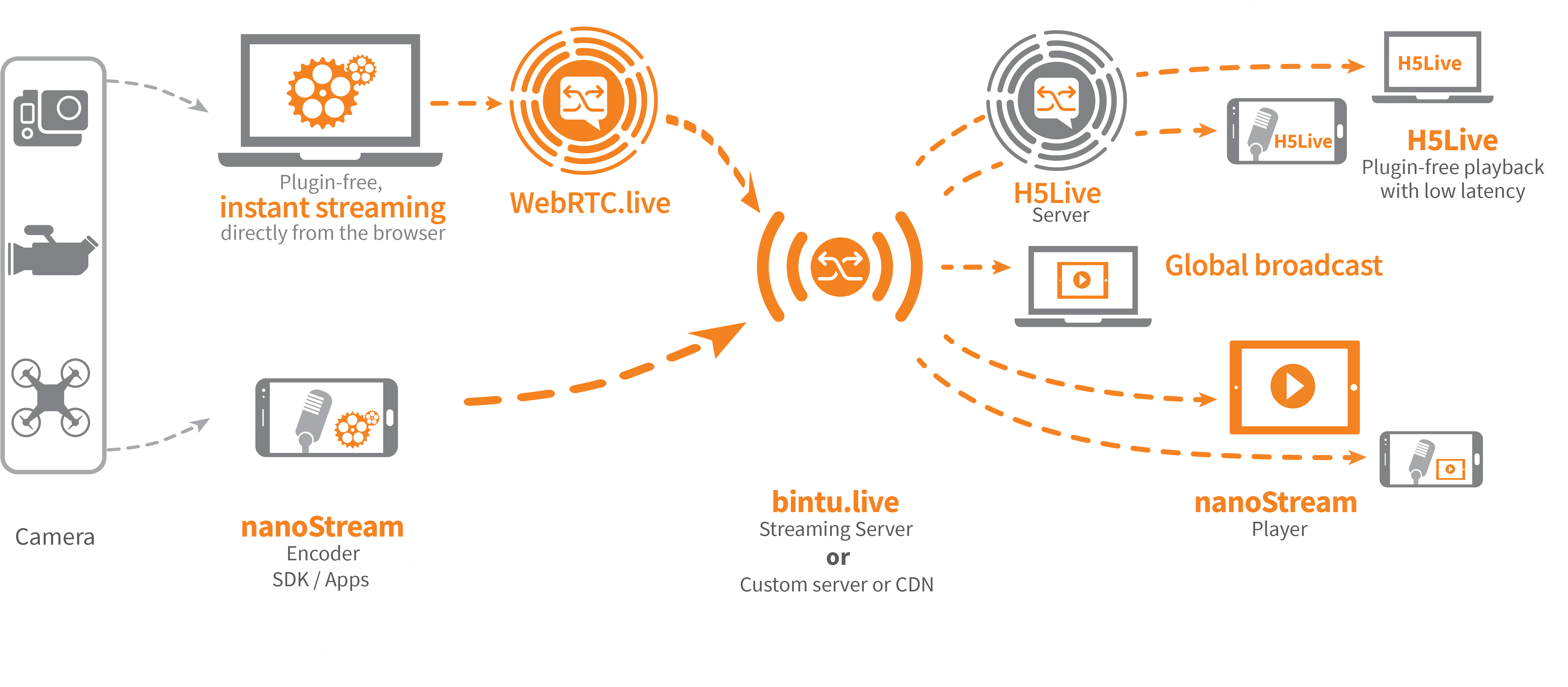 Nanostream Live Video Streaming Software And Services - Streaming Media (5300x2373), Png Download