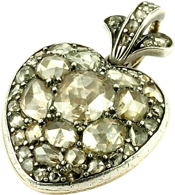 A Splendid Georgian 'flaming Heart' Diamond Locket, - Locket (631x631), Png Download