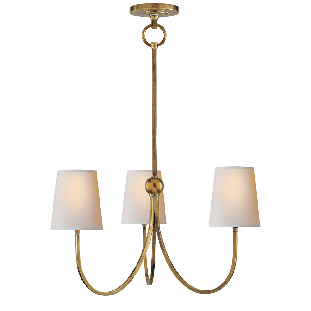 Reed Small Chandelier In Hand-rubbed Antique Bra - Reed 3-light Chandelier - Antique Brass - Visual Comfort (1000x1000), Png Download