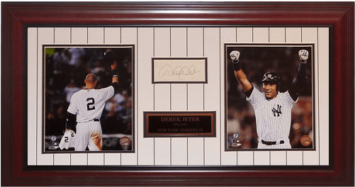 Derek Jeter Autographed New York Yankees Deluxe Framed - Anonymous - Derek Jeter Celebrates Game Winning Single (500x500), Png Download
