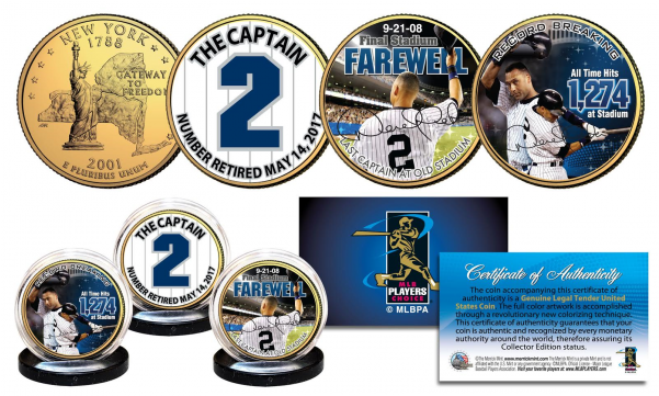 Derek Jeter * Life & Times * The Yankees Captain - Derek Jeter Yankee Stadium Farewell Ny Quarters 2-coin (600x600), Png Download