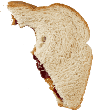 Half Of A Peanut Butter And Jelly Sandwich - Half Eaten Peanut Butter And Jelly Sandwich (341x400), Png Download