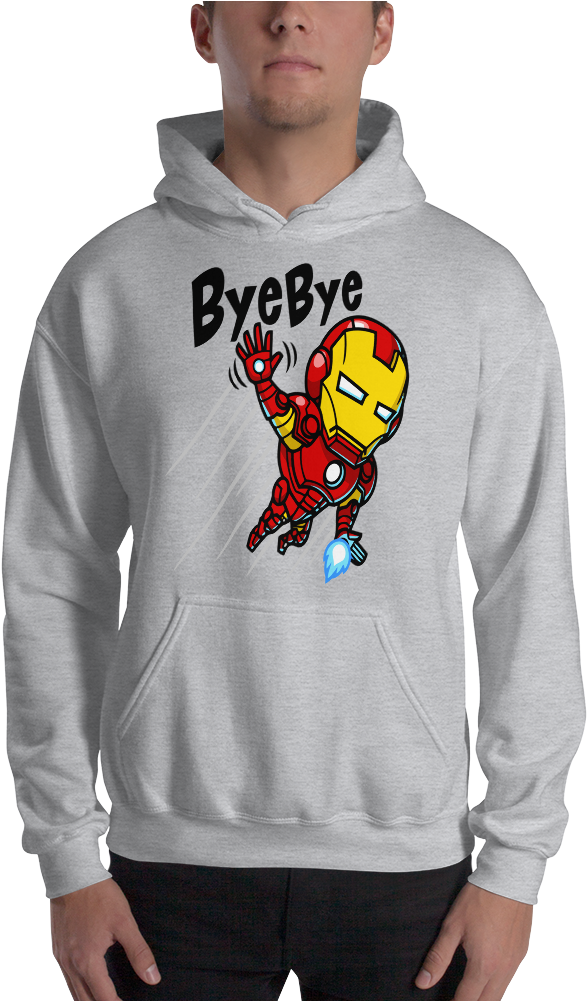 Iron Man “bye-bye” The Avenger Marvel Superheroes Cartoon - Hoodie (1000x1000), Png Download