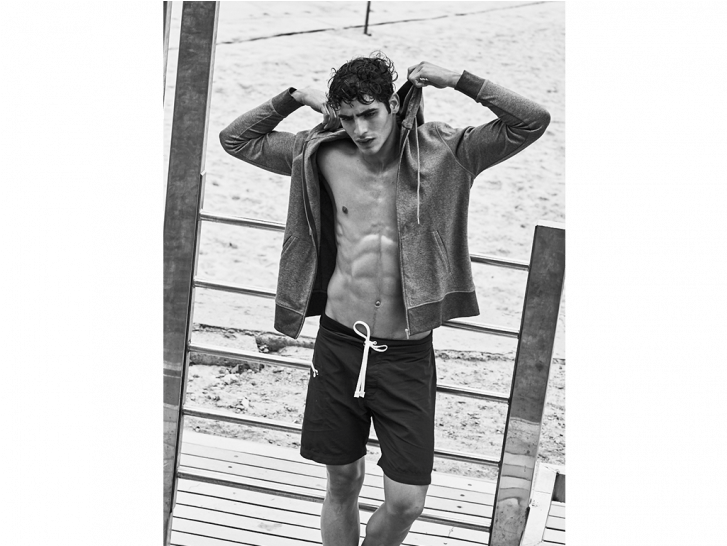 Luxury Hoodie For Men In Dark Melange Grey From Frescobol - Standing (726x580), Png Download