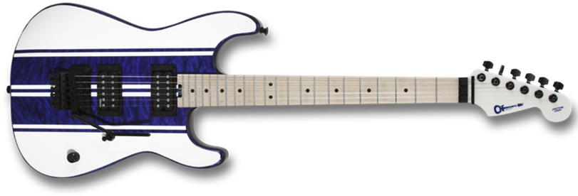 Custom Shop San Dimas Quilt Maple Racing Stripe, Blue, - Charvel Racing Stripe (886x300), Png Download