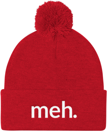 Meh Red Beanie With Pom Pom - Frenchie Boo Boo Naughty Halloween Ghost Pom Pom Knit (480x480), Png Download