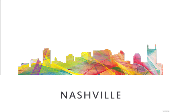 Click And Drag To Re-position The Image, If Desired - Marlene Watson 'nashville Tennessee Skyline Wb-1' Canvas (600x399), Png Download