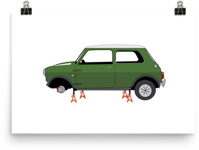 Illustrated Print - City Car (1000x1000), Png Download
