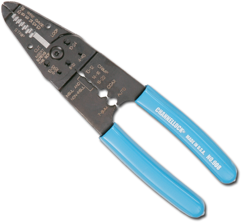 908 Wire Strippers - Channellock 908 8-1/4 In. Long Multi-purpose Wiring (500x500), Png Download