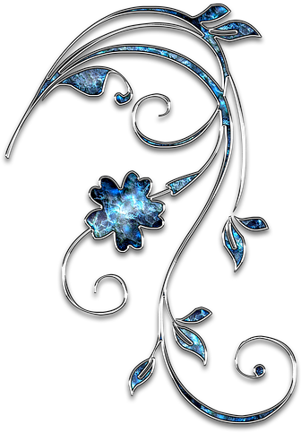 Decor, Ornament, Jewelry, Flower, Blue, Silver - Silver (509x720), Png Download