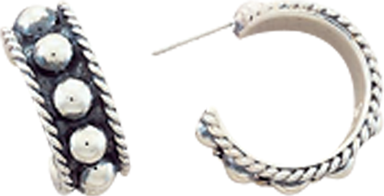 Vendor-unknown Collections Black Silver Bead Hoops - Vogt Silversmiths Beaded Women's Western Hoop Earrings (1591x1024), Png Download