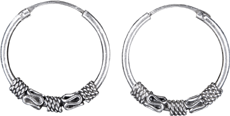 Bali Hoop Earrings Fse005 - Darksilver Bali Creolen Fse005 (500x500), Png Download