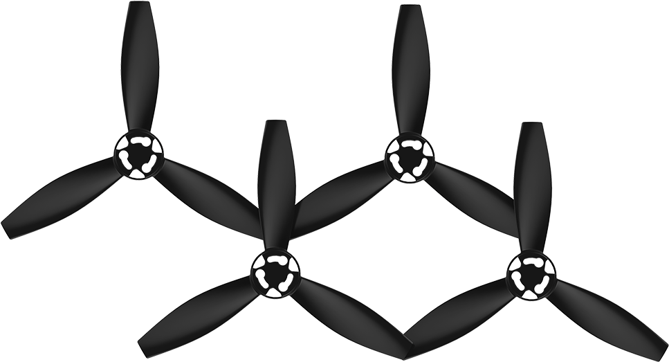 Power Battery And 4 Black Propellers For Parrot Bebop - Parrot Bebop Drone 2 Propeller Set (red/black) (1250x837), Png Download