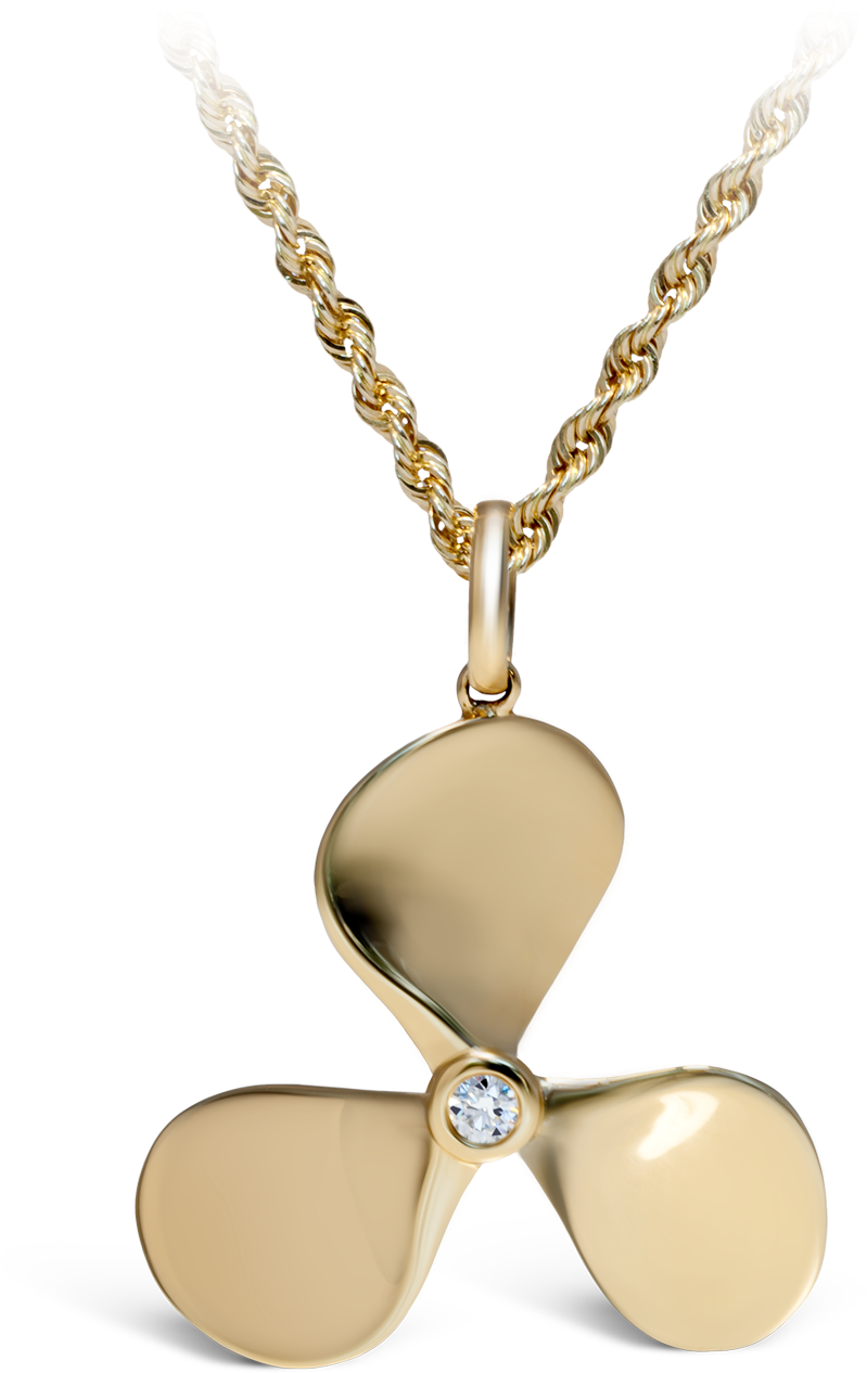 Yellow Gold Diamond Captain Propeller Pendant - Colored Gold (1280x1280), Png Download
